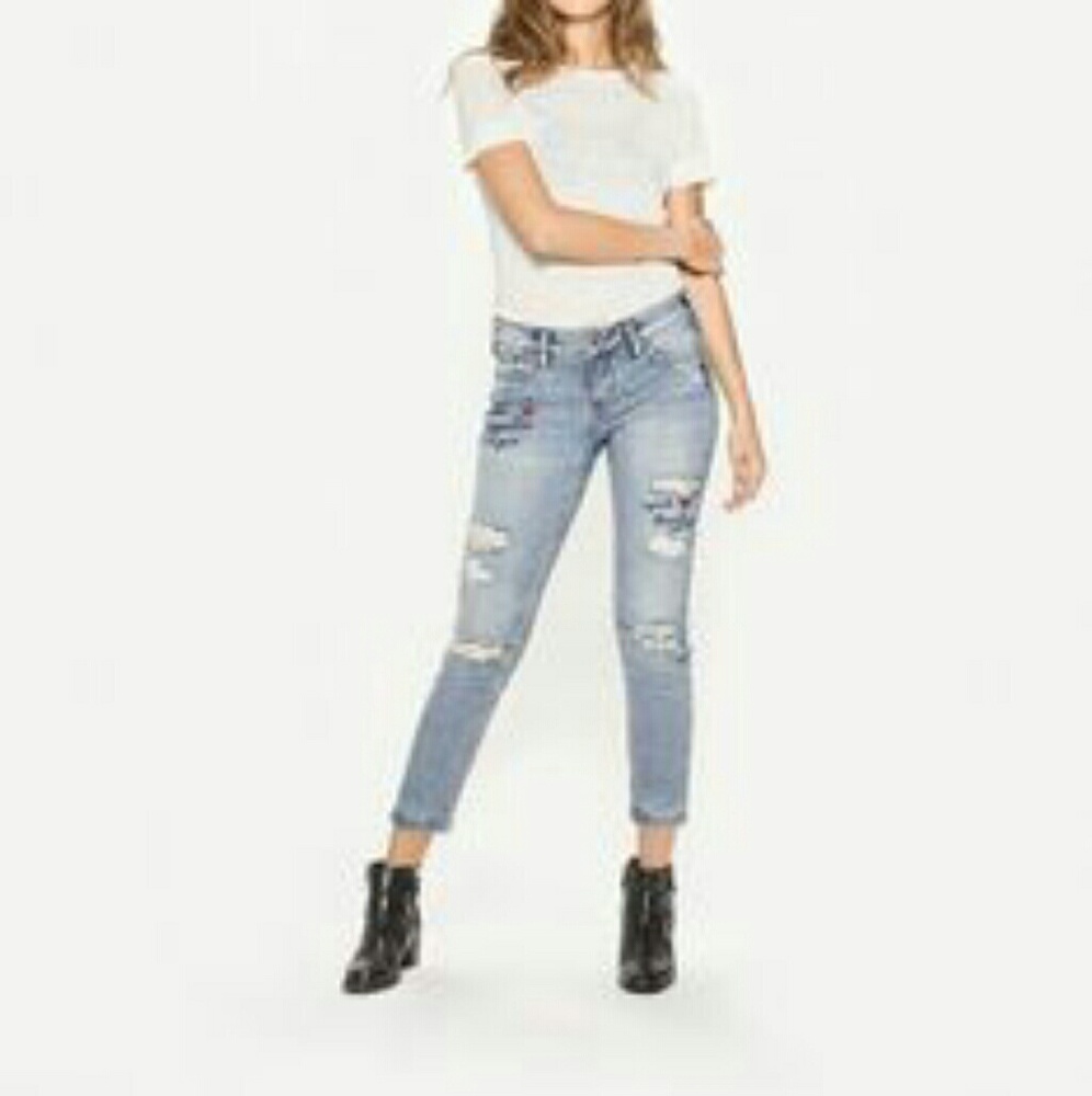 Silver slim crop jeans